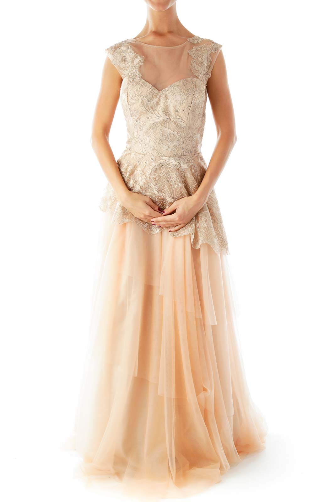 Gold Beige Evening Gown