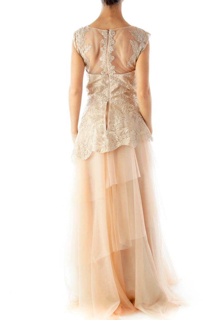 Gold Beige Evening Gown