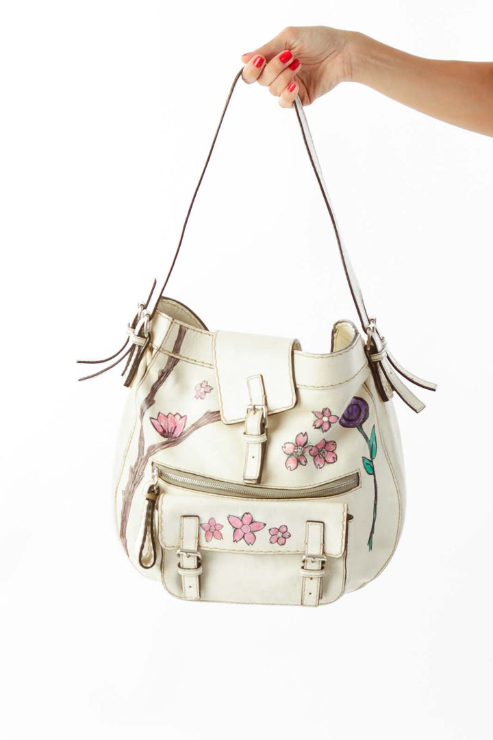 Cream Chloe Bag w/ Flower Details