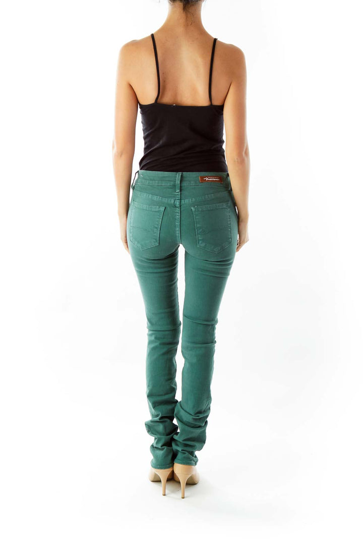 Green Straight Leg Denim Pants