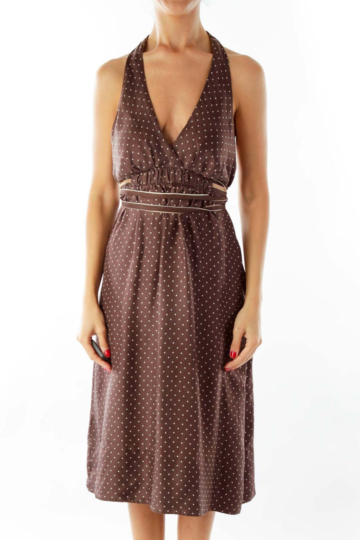 Silk Brown Halter Dress