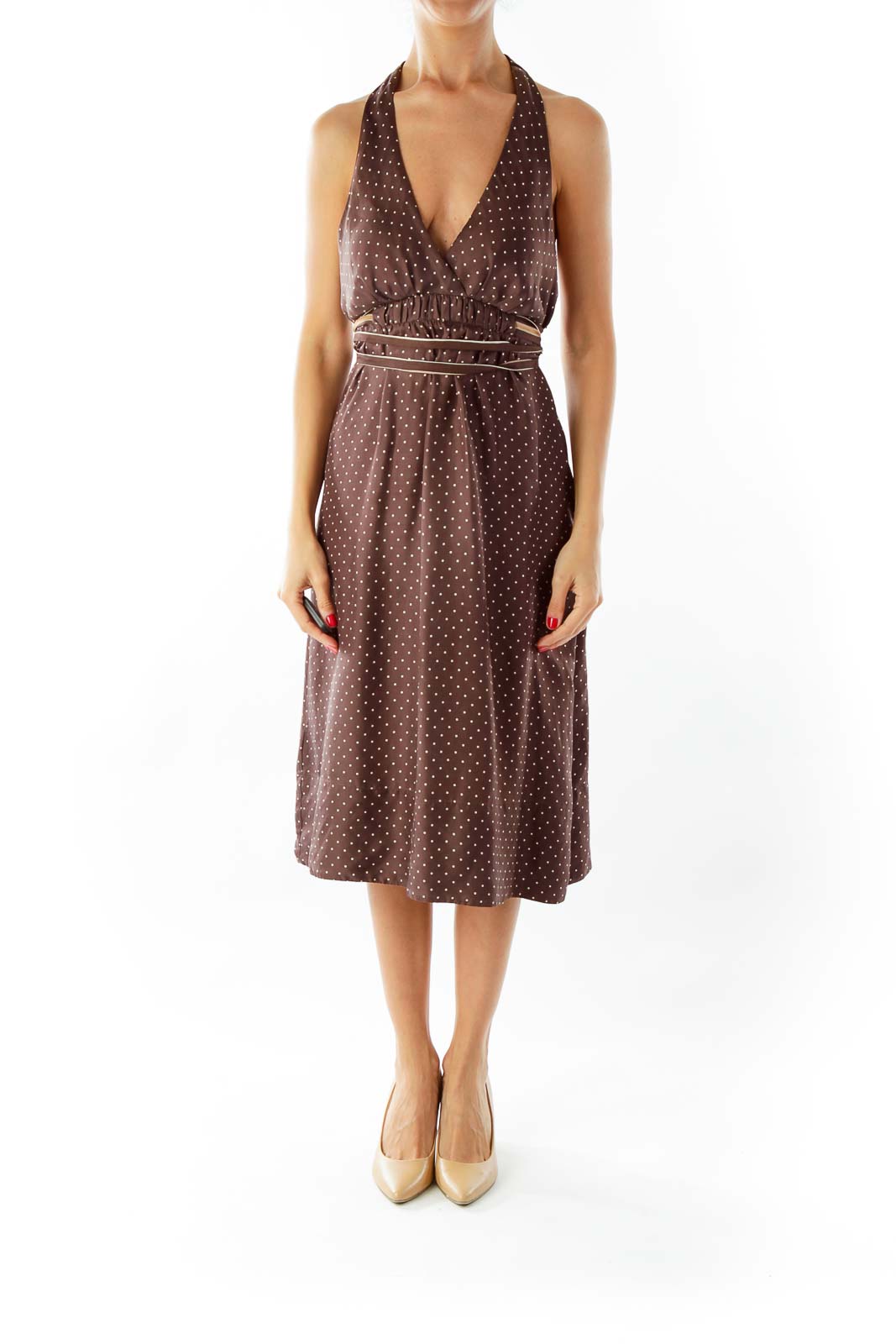 Silk Brown Halter Dress