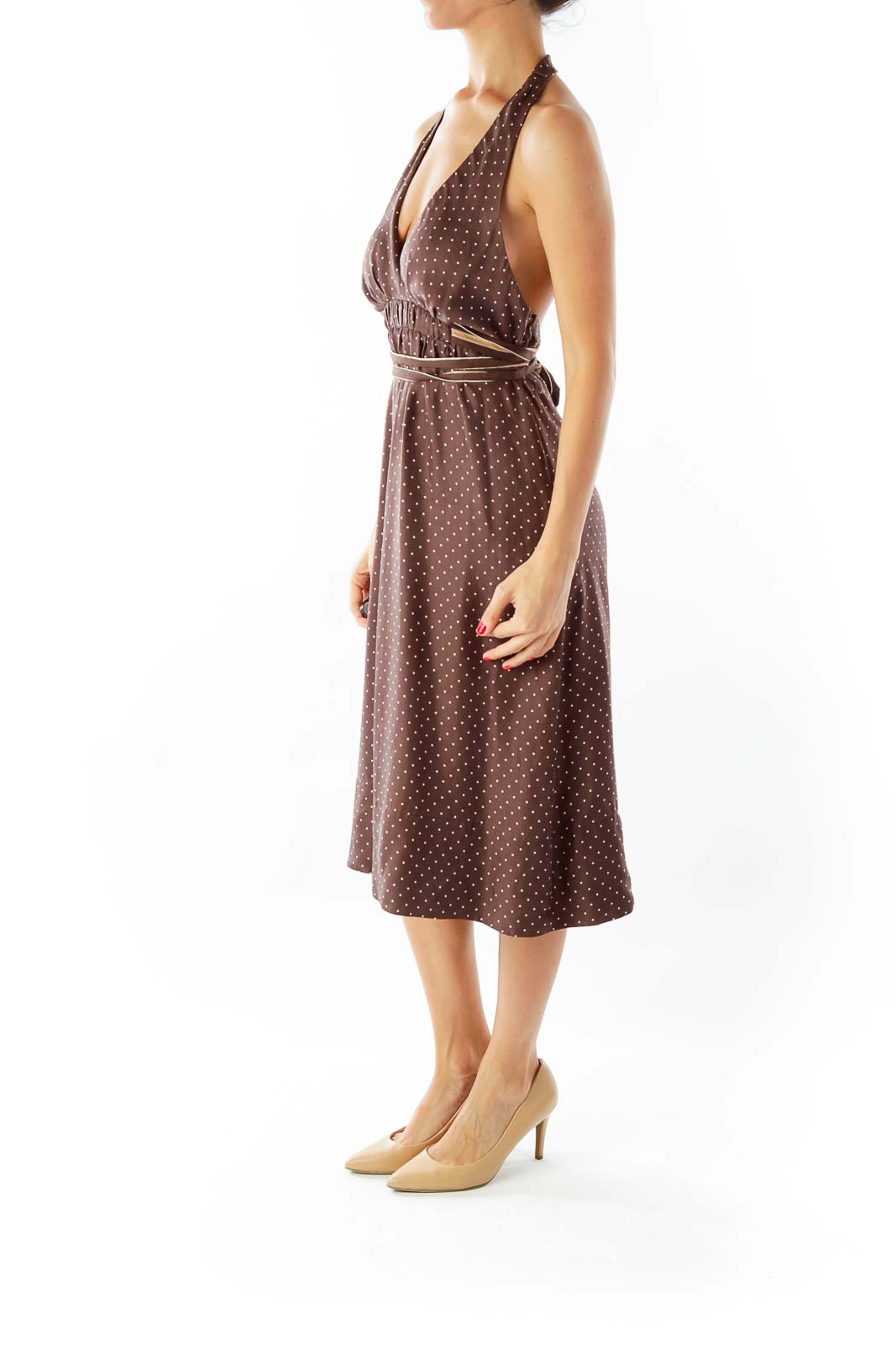 Silk Brown Halter Dress