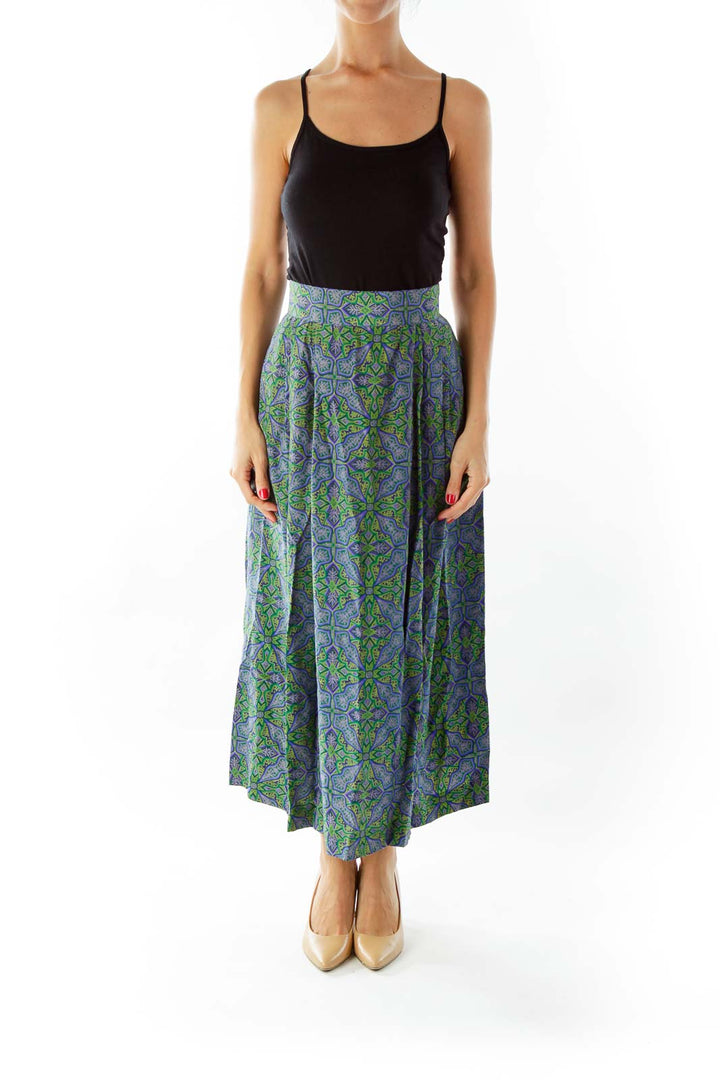 Blue Green Printed Skirt