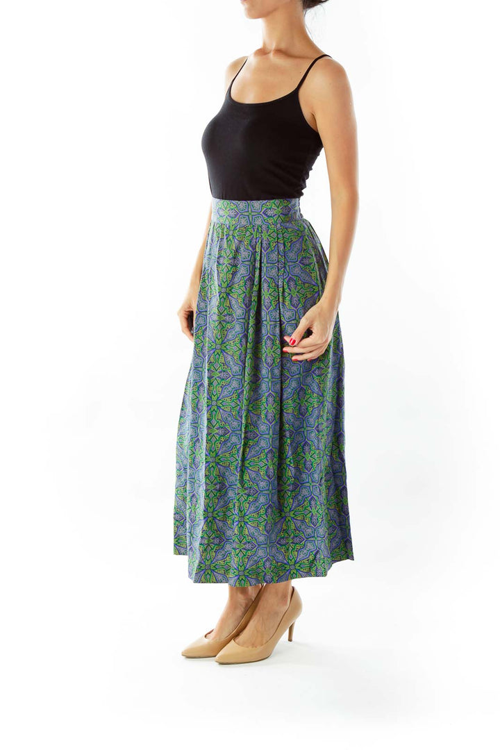 Blue Green Printed Skirt