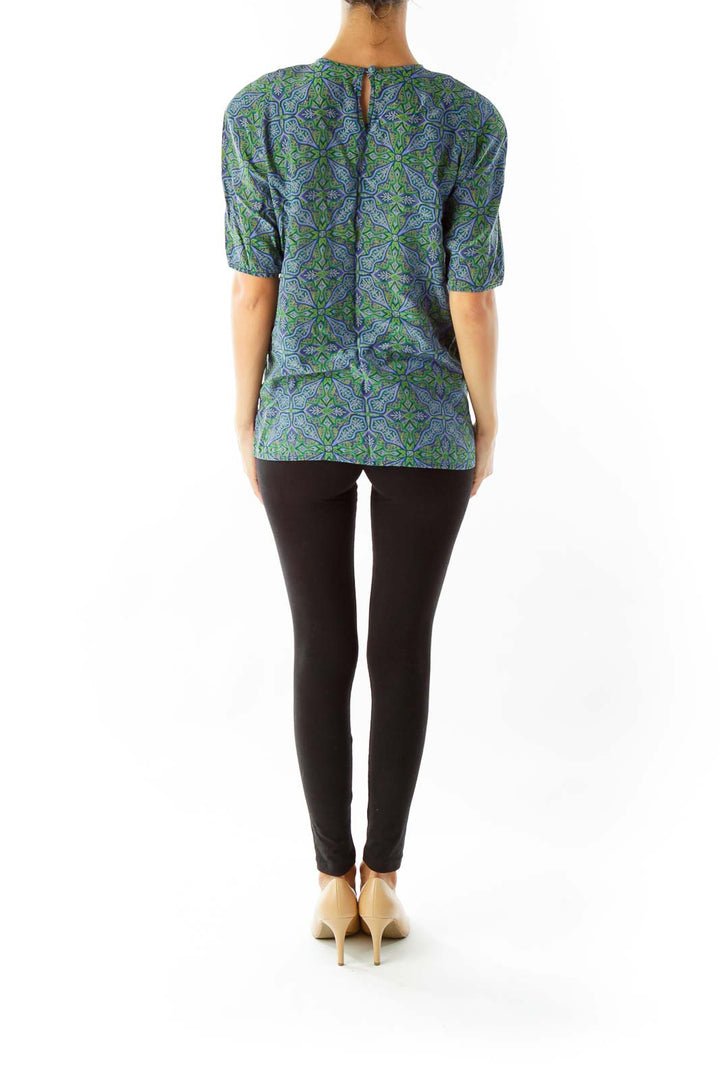 Blue Green Printed Blouse