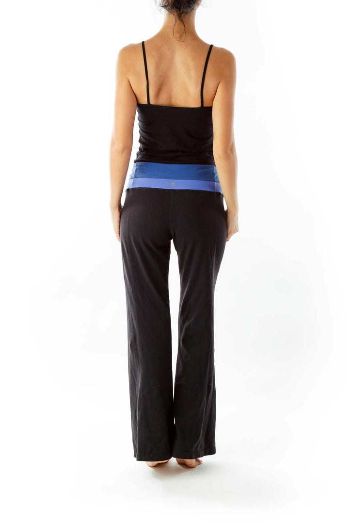 Black Blue Straight Leg Sports Pants