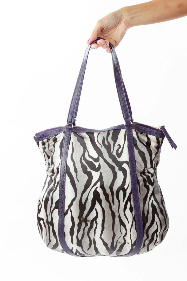 Purple Black Zebra Print Tote