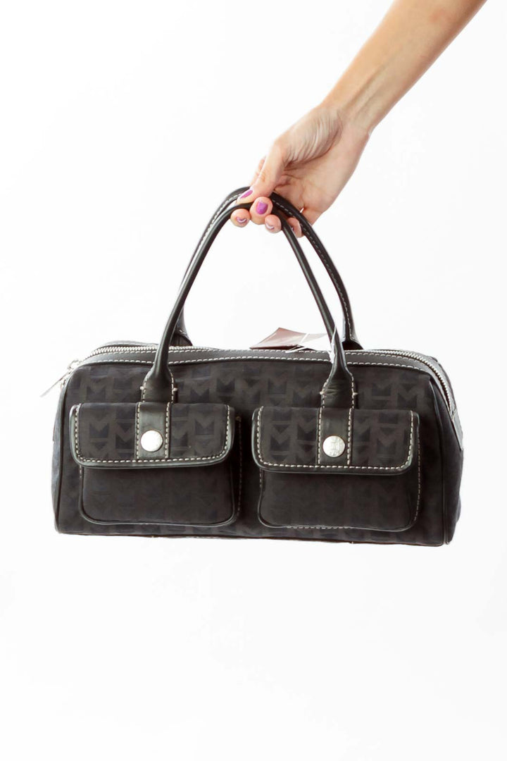 Black Jacquard Woven Vintage Satchel