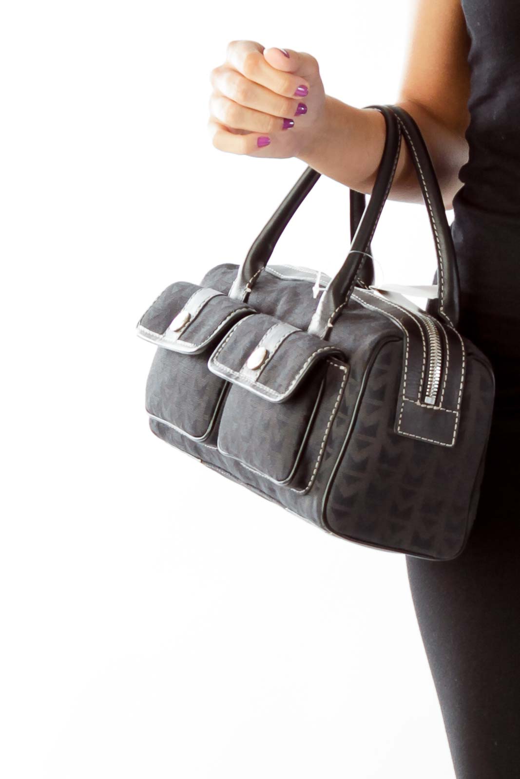 Black Jacquard Woven Vintage Satchel