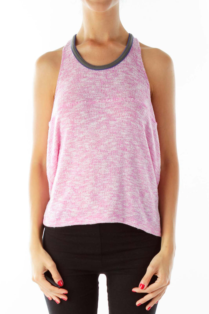 Pink Mottled Knit Tank Top