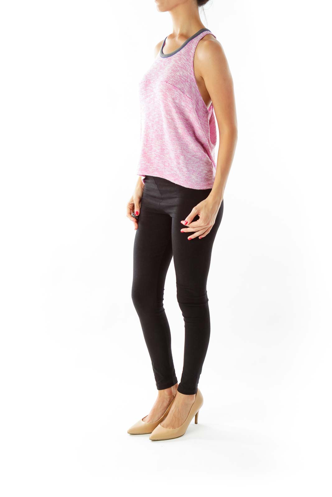 Pink Mottled Knit Tank Top