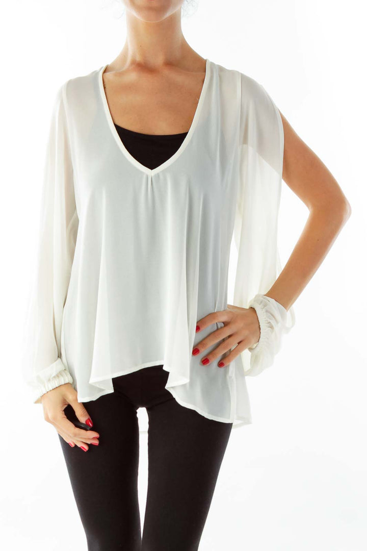 Cream Sheer Loose Blouse