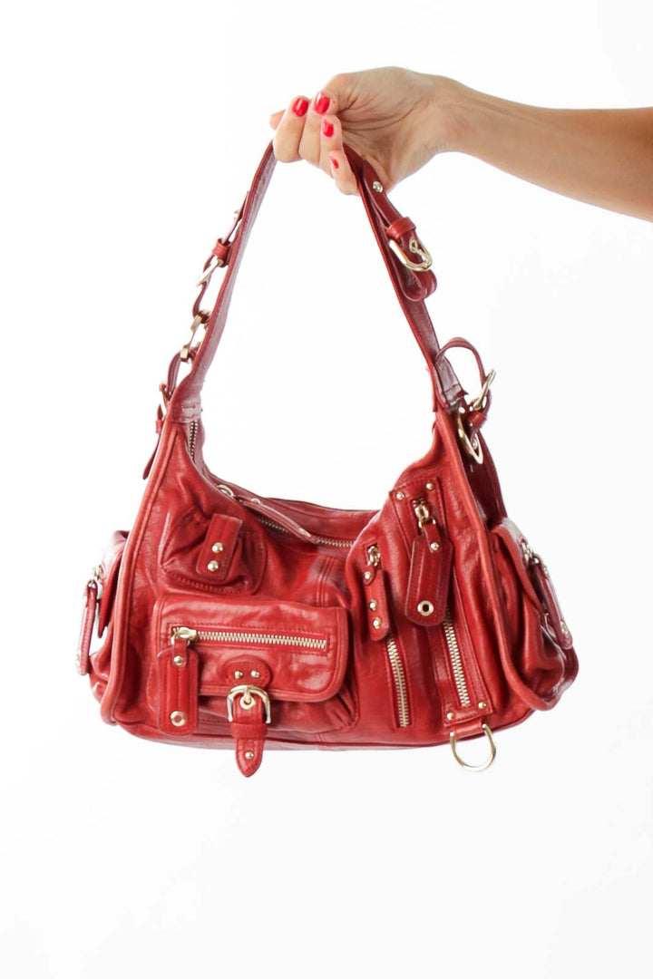 Red Leather Shoulder Bag