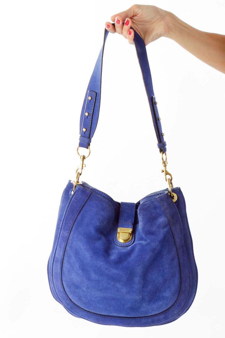 Blue Suede Shoulder Bag