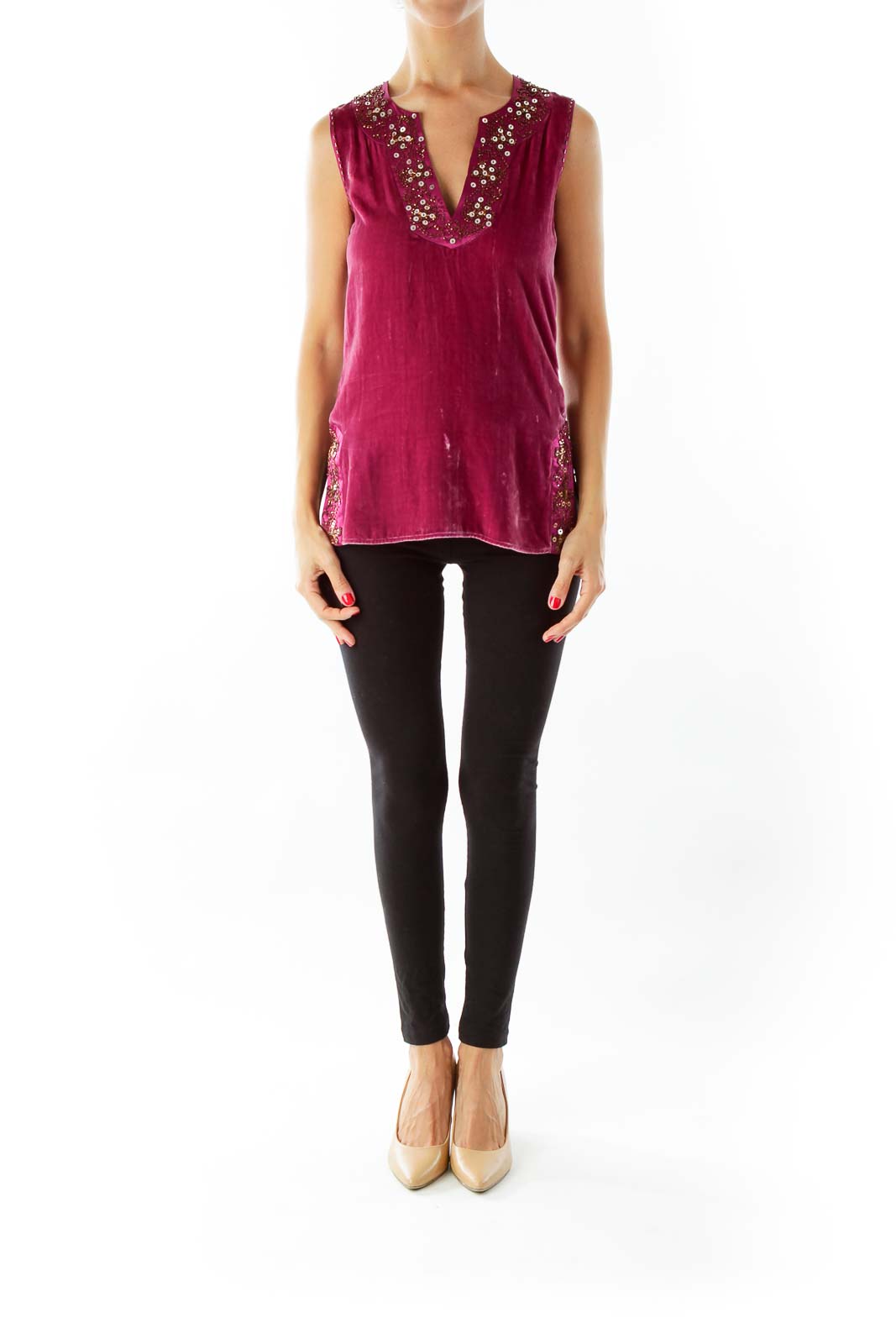 Purple Velvet Sleeveless Top