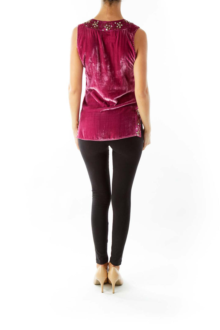 Purple Velvet Sleeveless Top