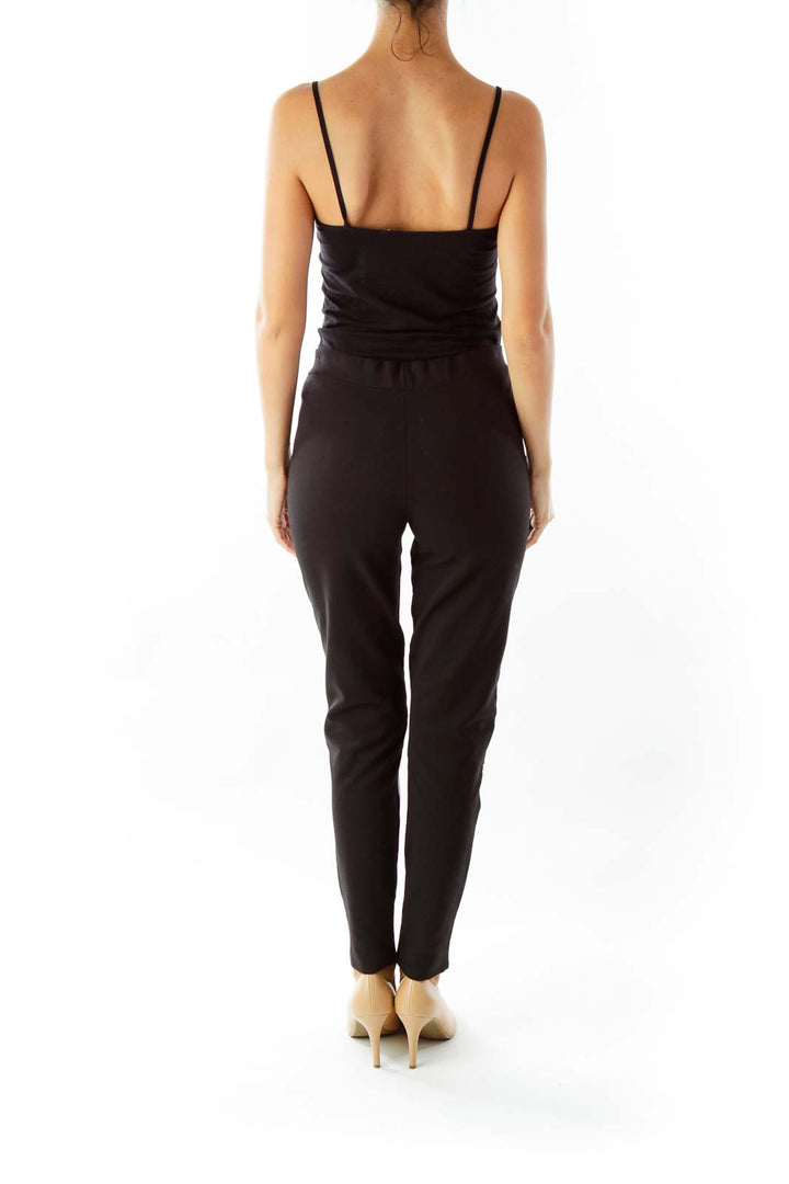 Black Faux-Leather Stretch Pants