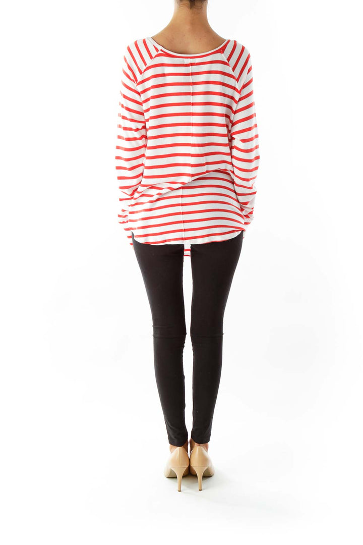 Red White Striped Loose Sweatshirt