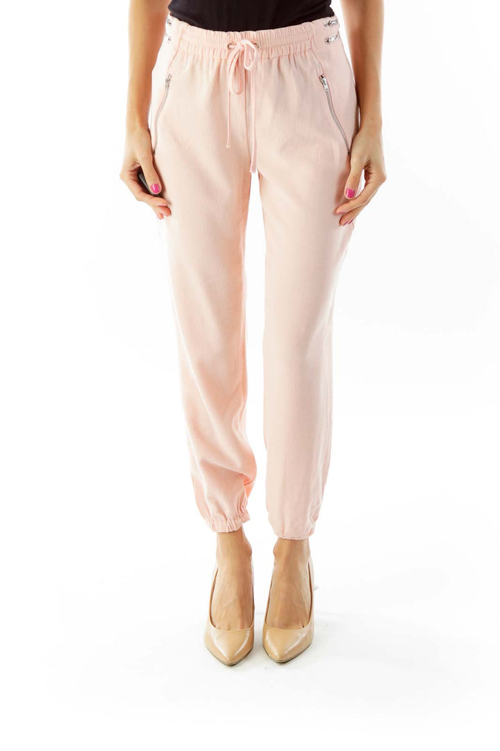 Pink Loose Zipper Detailed Pants