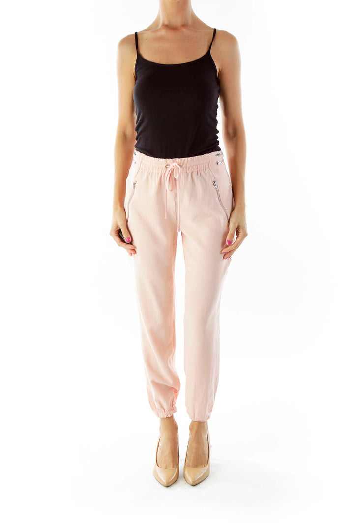 Pink Loose Zipper Detailed Pants