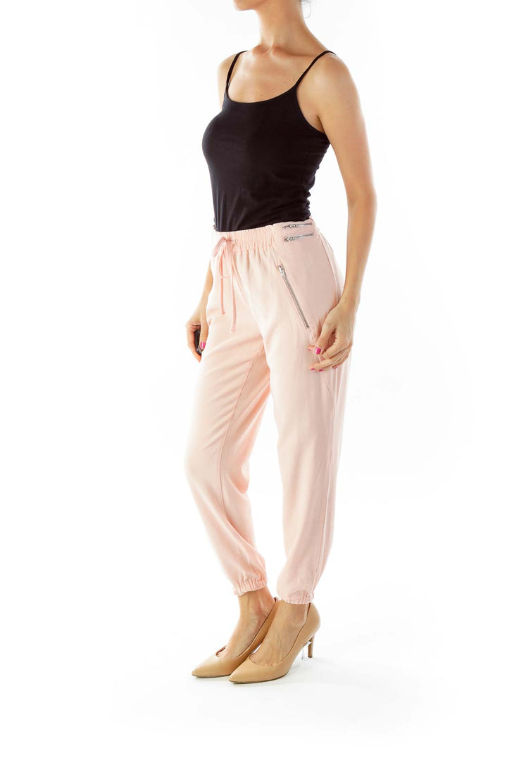 Pink Loose Zipper Detailed Pants