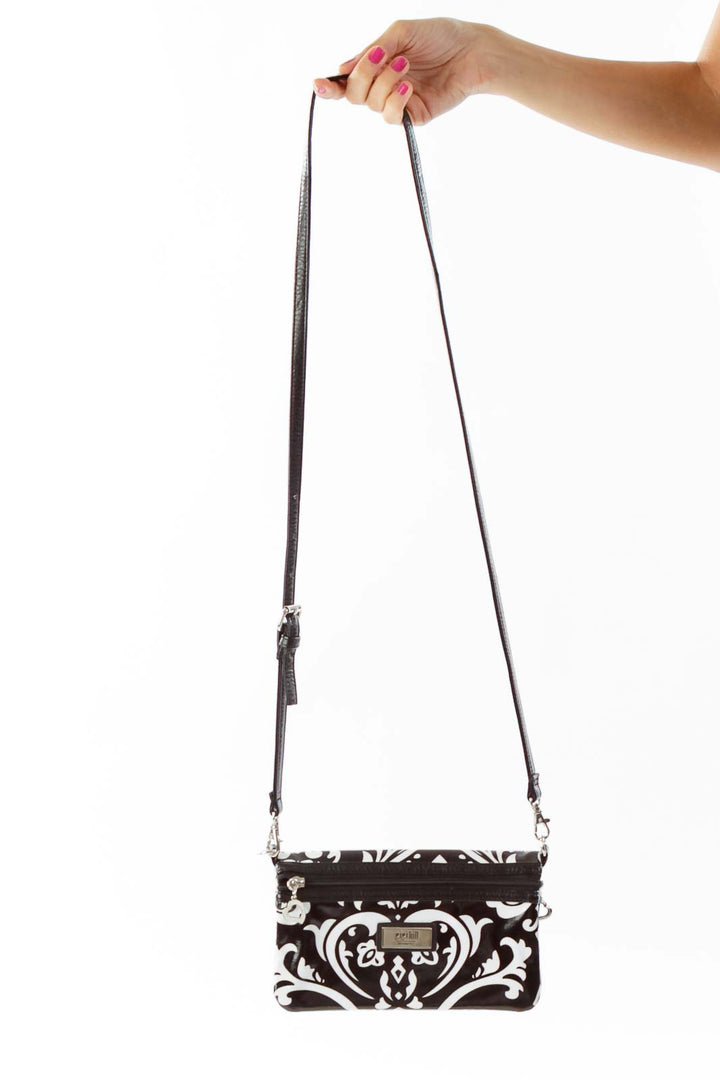 Black White Paisley Crossbody Bag