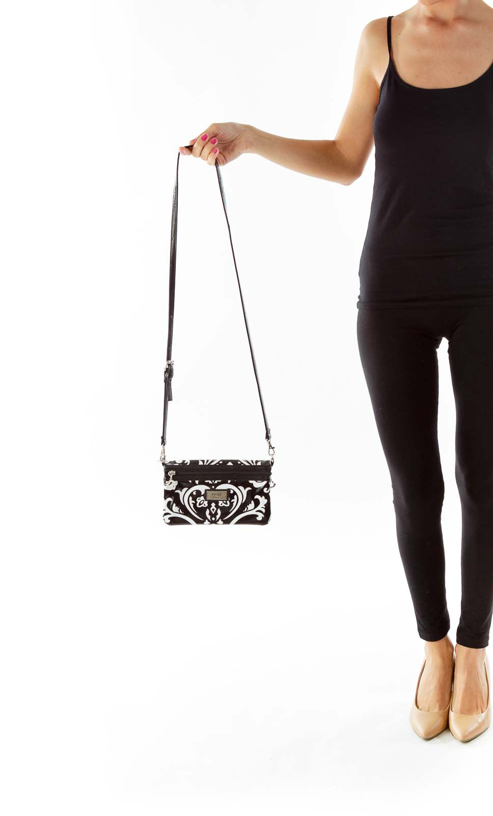 Black White Paisley Crossbody Bag