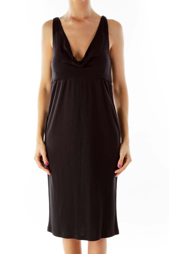 Black V-Neck Cocktail Dress