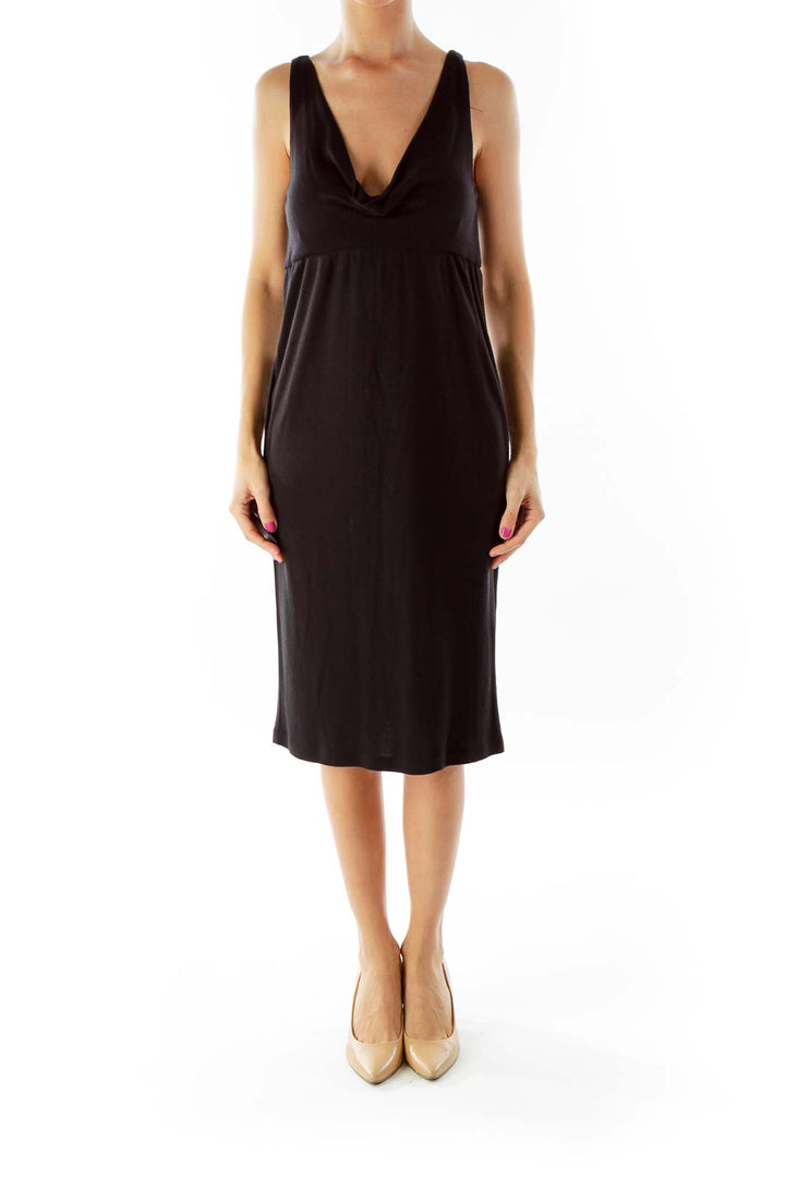 Black V-Neck Cocktail Dress