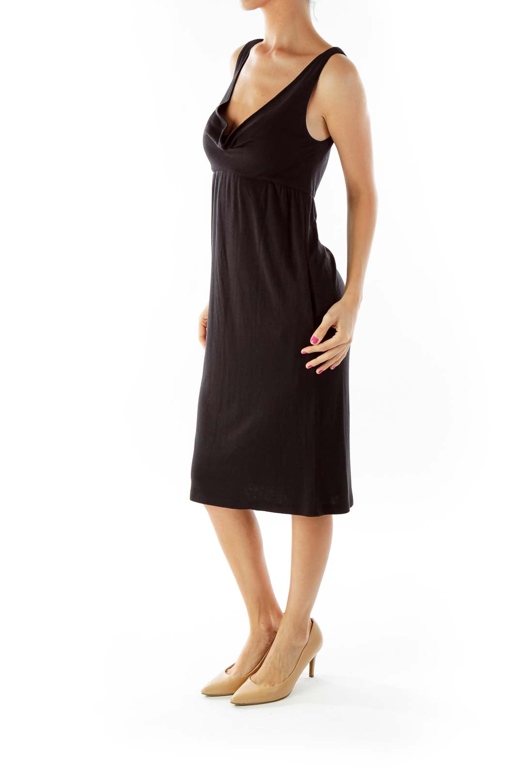 Black V-Neck Cocktail Dress