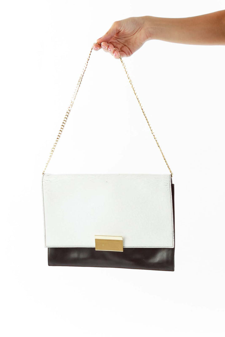 Black White Color Block Clutch