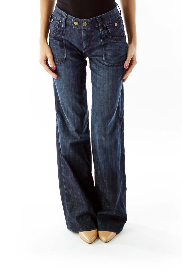 Blue Wide Leg Jeans