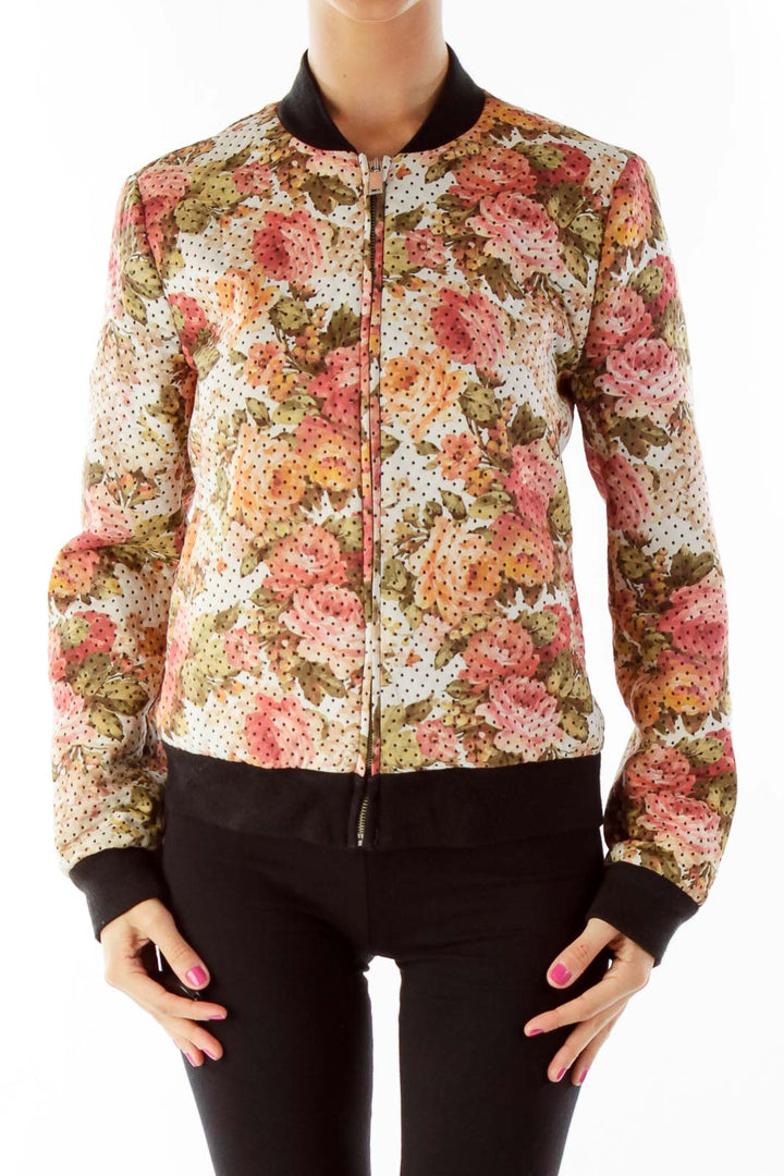 Pink Floral Bomber Jacket