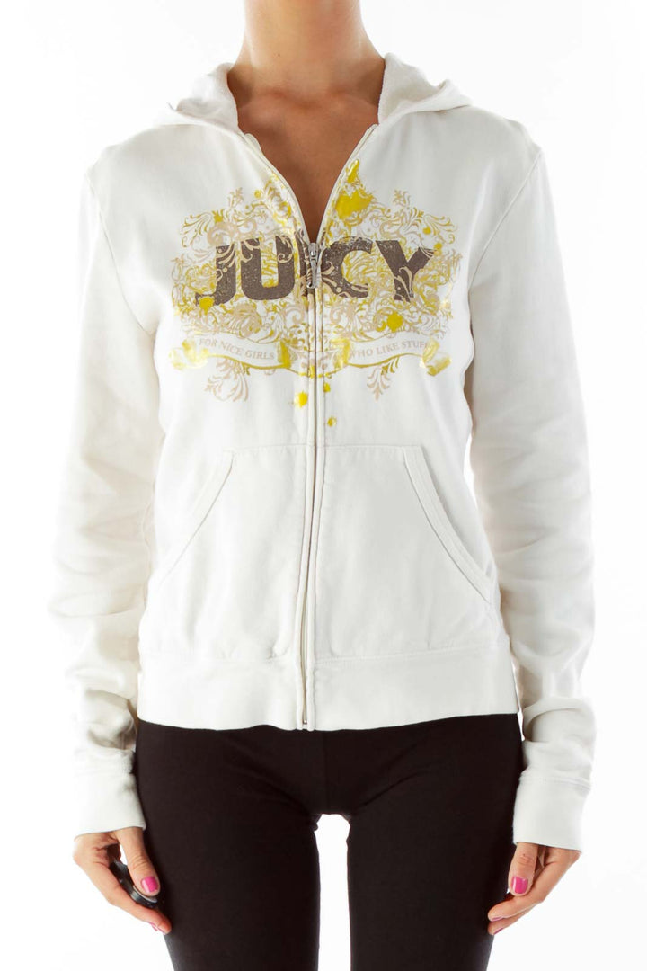 Cream Juicy Print Hoodie