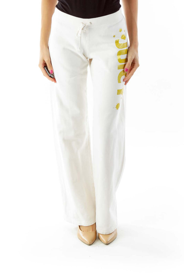 Cream Juicy Print Sweat Pants