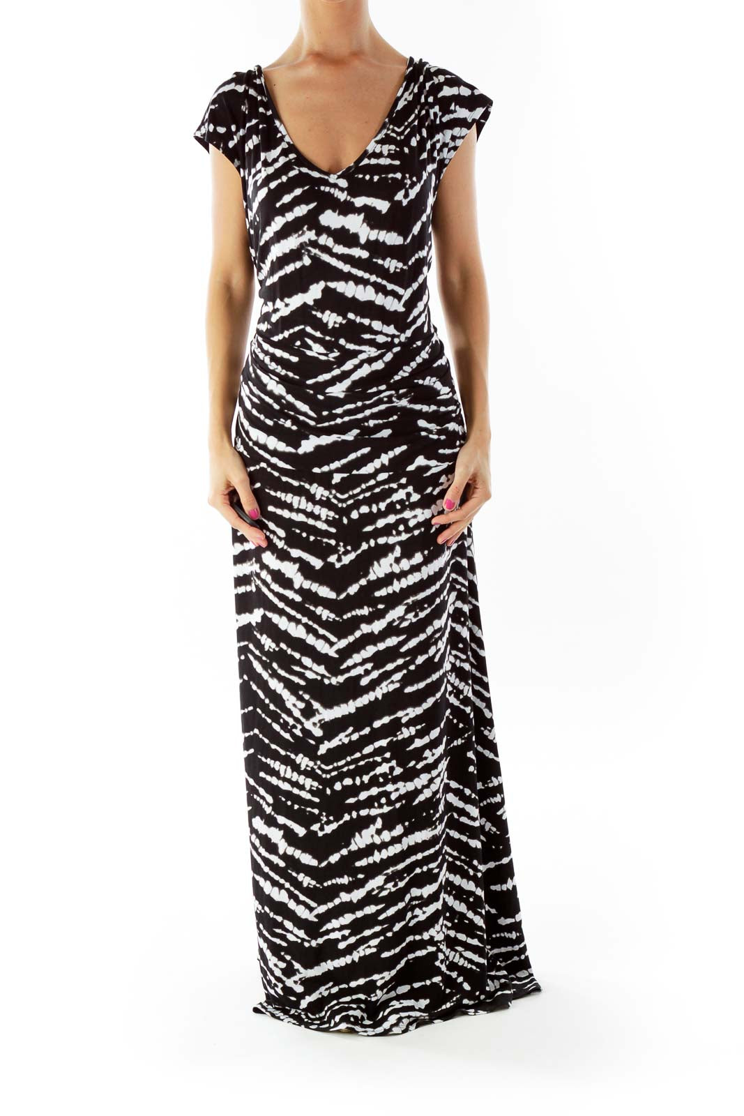 Black White Tie Dye Maxi Dress