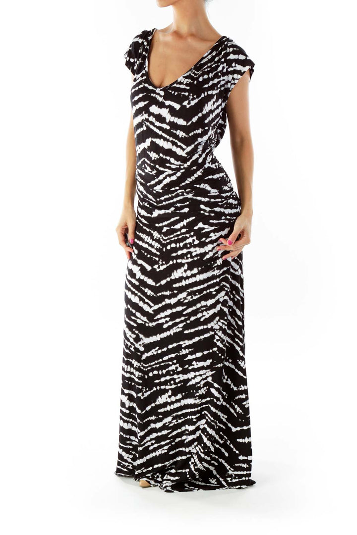 Black White Tie Dye Maxi Dress