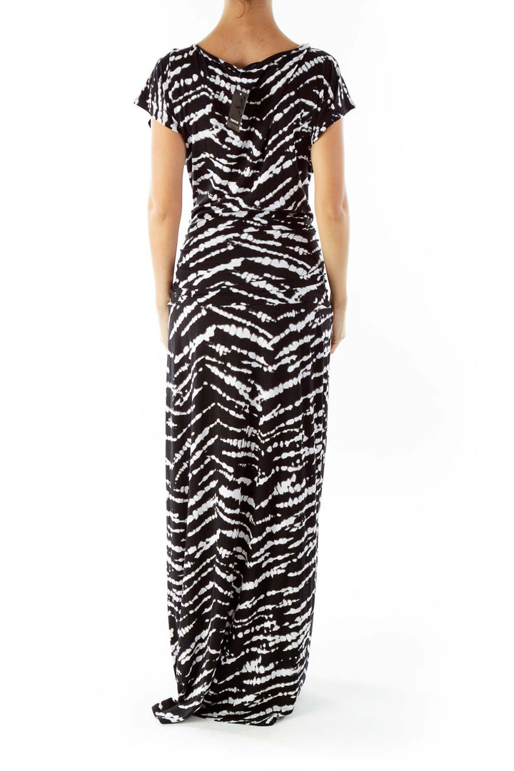 Black White Tie Dye Maxi Dress