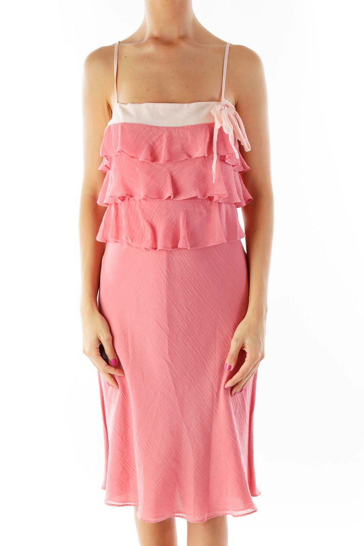 Pink Ruffled Slip Dress