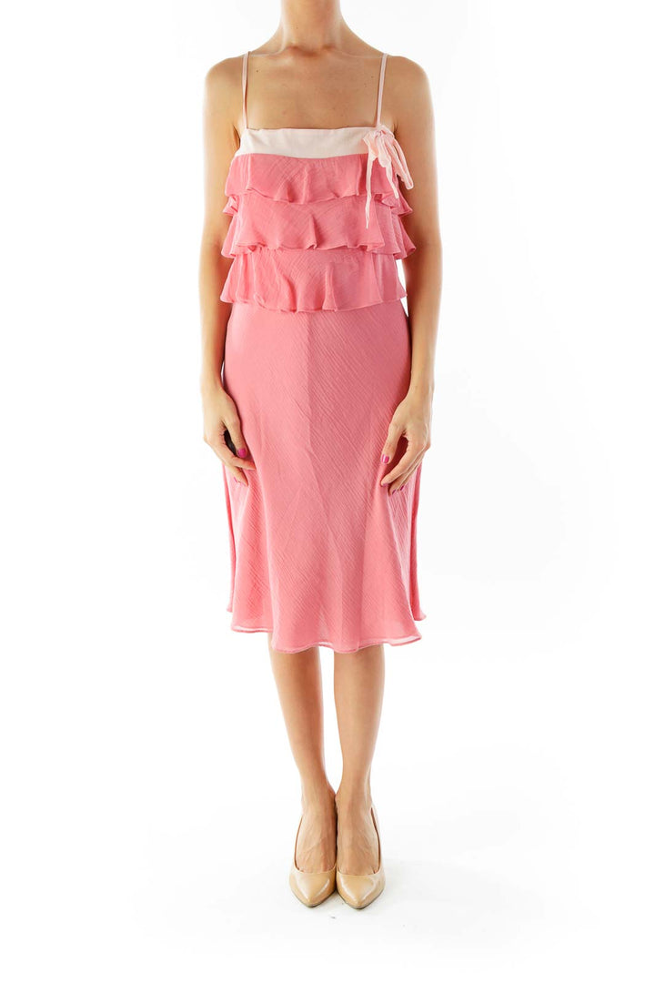 Pink Ruffled Slip Dress