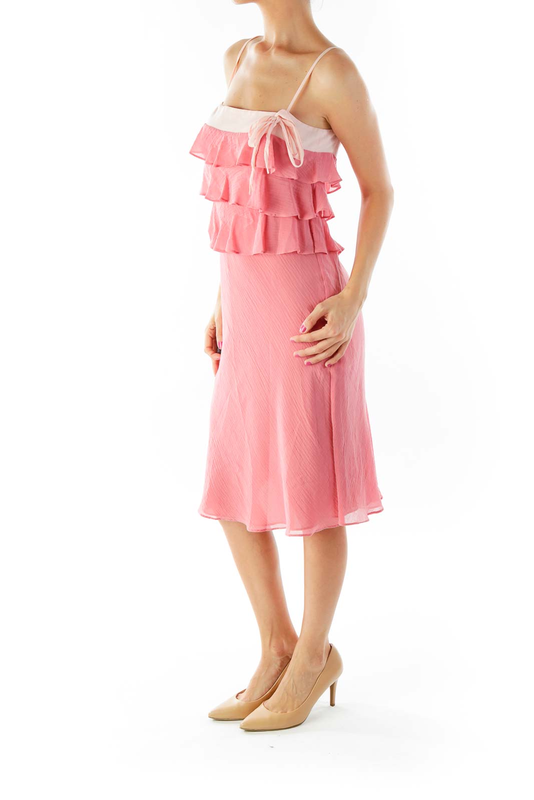 Pink Ruffled Slip Dress