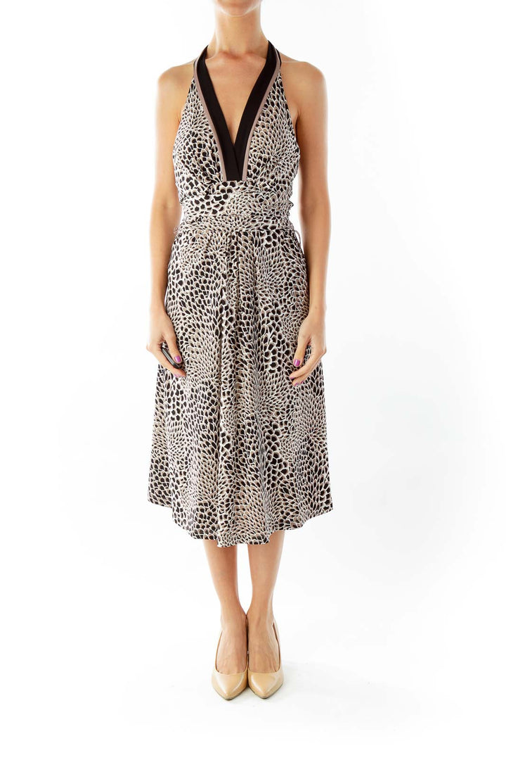 Brown Black Halter Day Dress