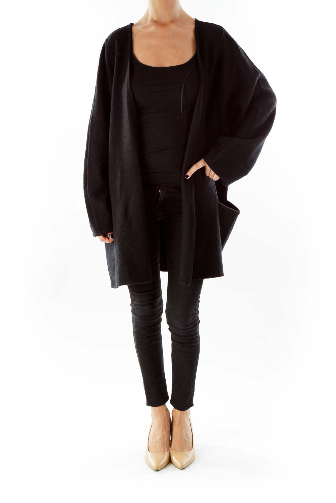 Black Buttonless Coat