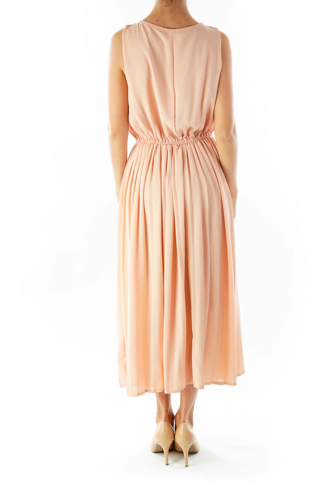 Pink Round Neck Scrunched Dress