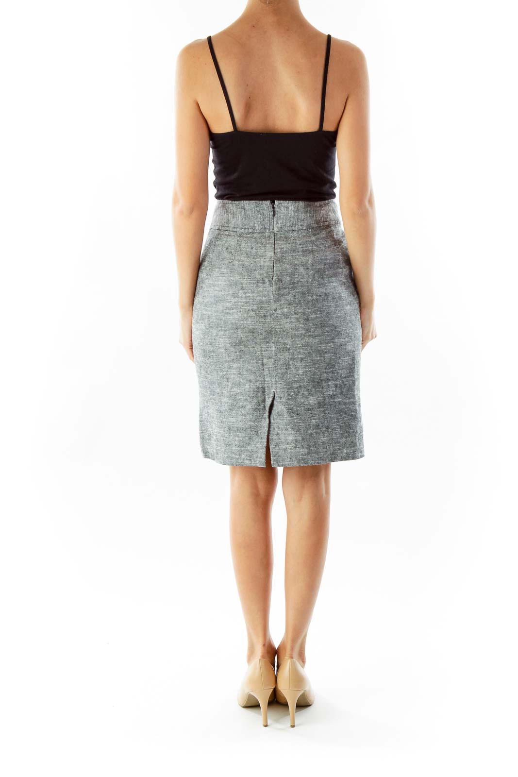 Gray Linen Pencil Skirt