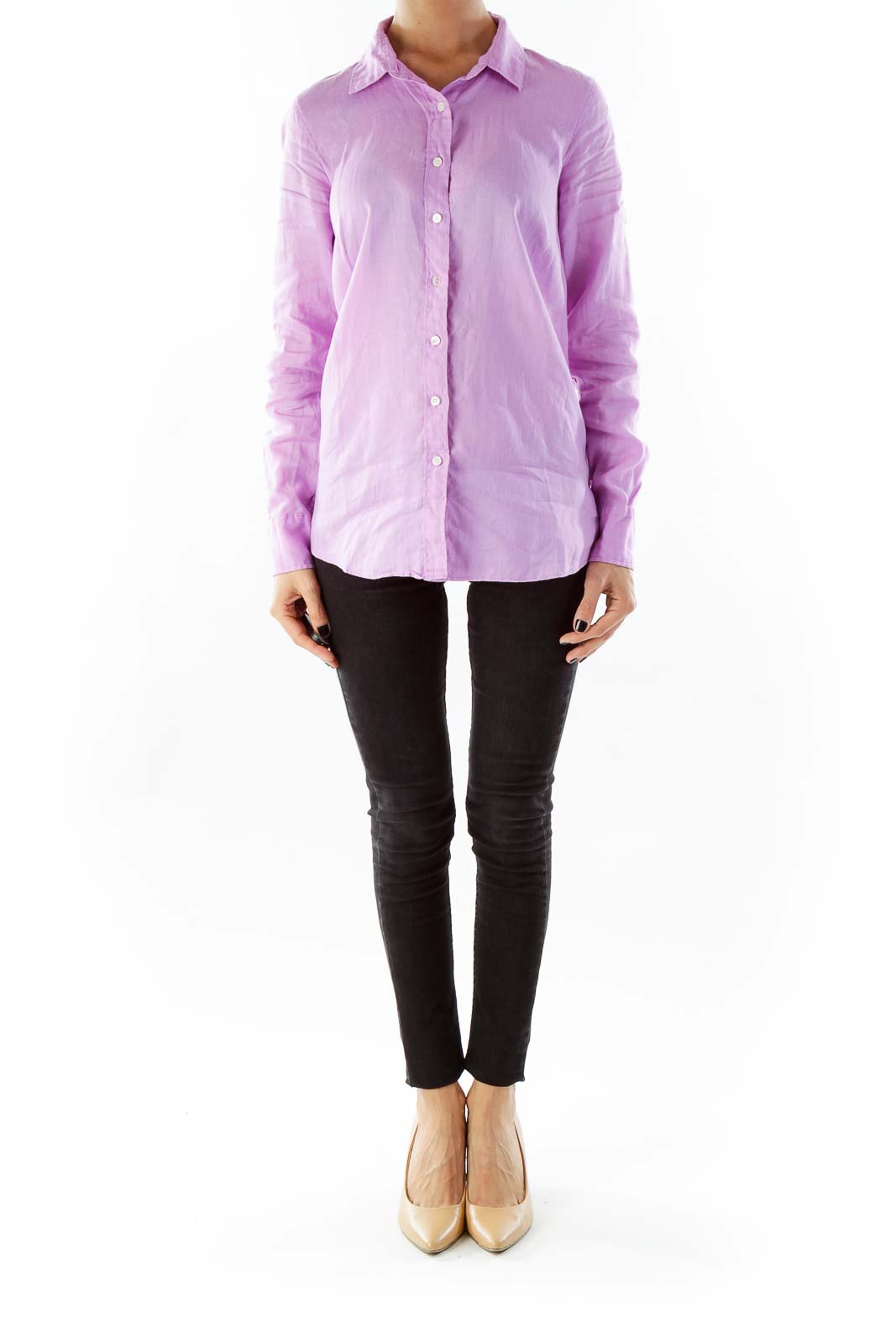 Purple Linen Button Down Shirt