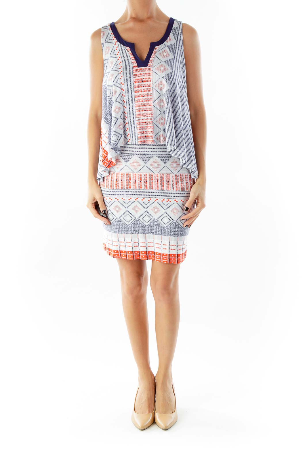 Multicolor Sleeveless Tribal Print Dress