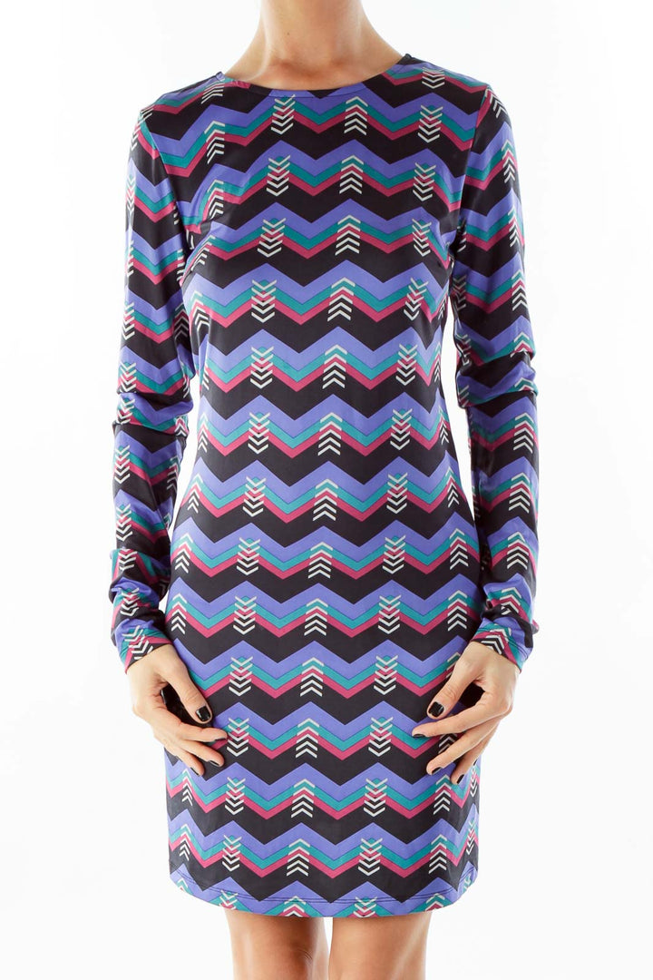 Purple Multi Victory Printed Shift Dress