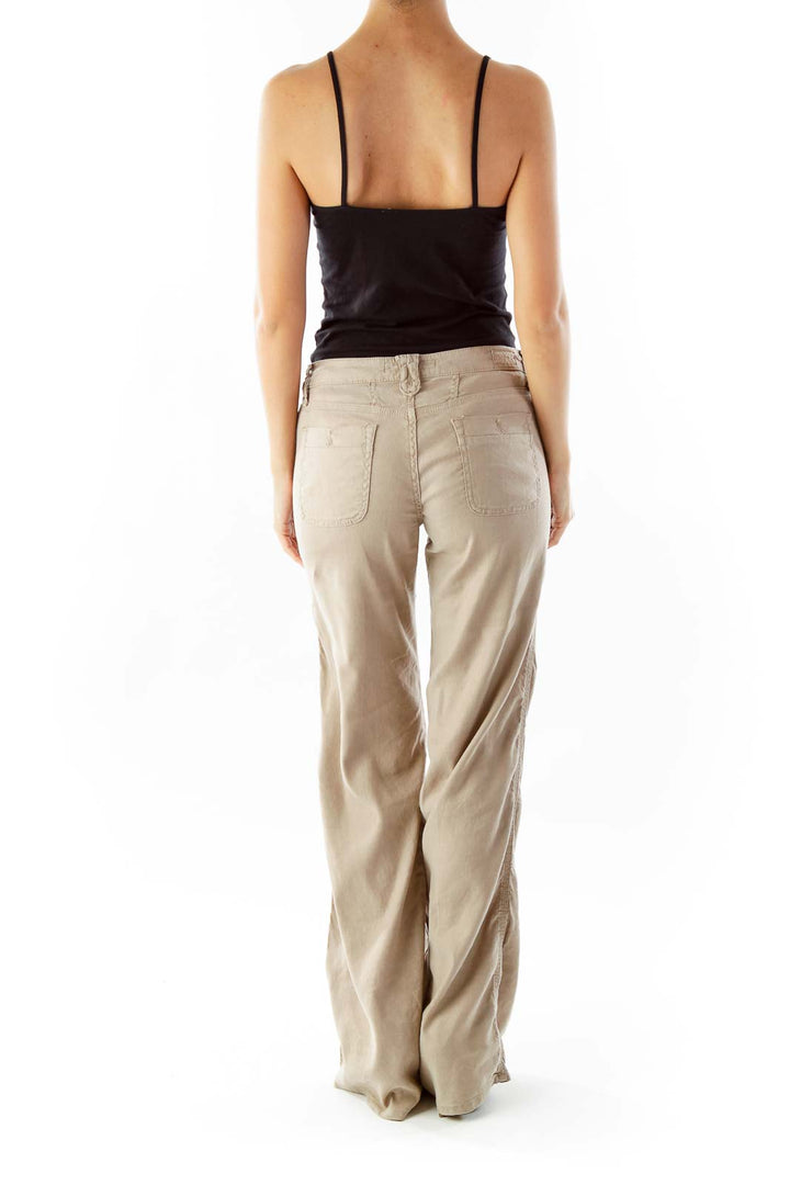 Beige Wide Leg Pants